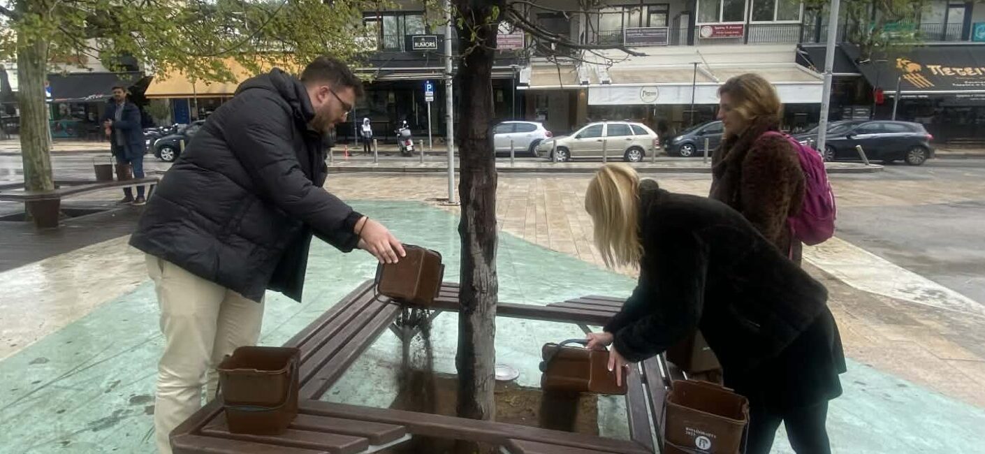 Τα οργανικά απόβλητα μετατράπηκαν σε φυσικό λίπασμα για τα δέντρα της πλατείας της Θέρμης