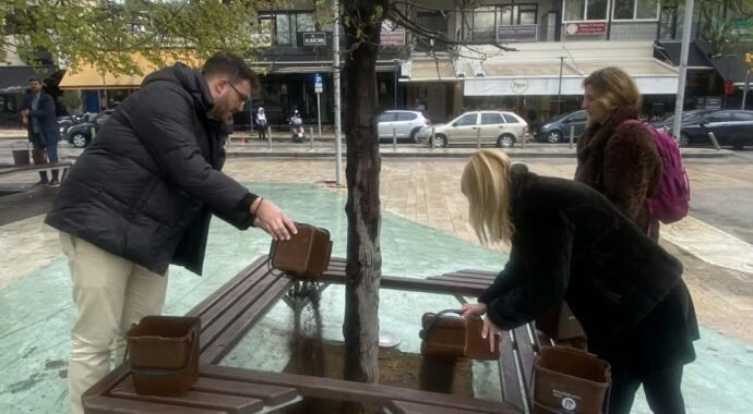 Τα οργανικά απόβλητα μετατράπηκαν σε φυσικό λίπασμα για τα δέντρα της πλατείας της Θέρμης